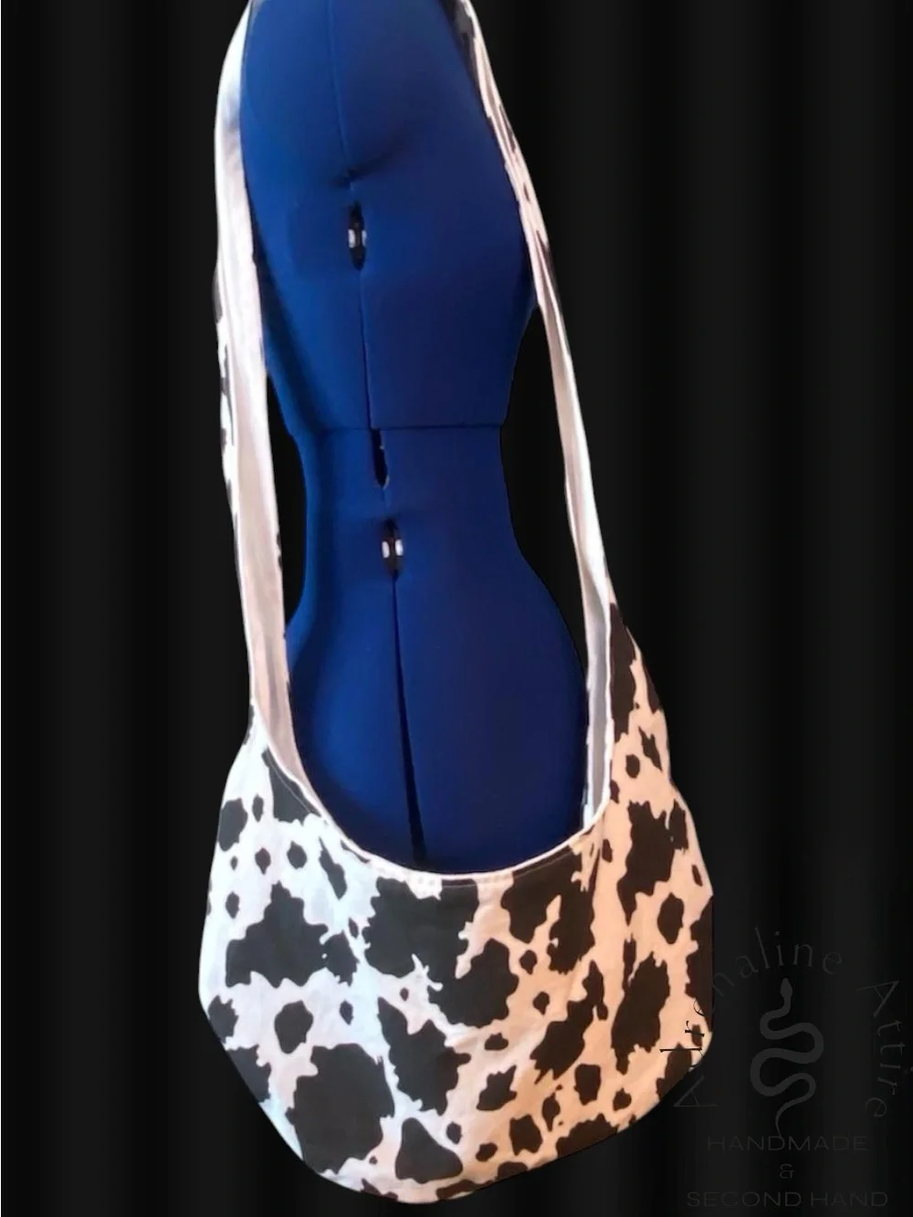 1-OF-1 HANDMADE COW PRINT HOBO BAG